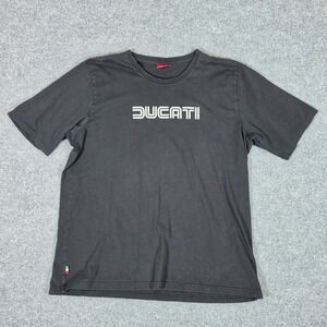 Ducati Mens Black Logo Graphic Short Sleeve T-Shirt Size 3XL Italian Flag Tab